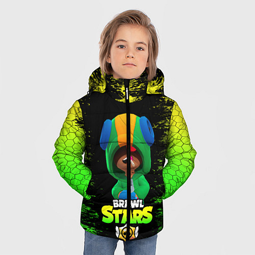 Зимняя куртка для мальчика Бравл Старс Леон / 3D-Светло-серый – фото 3