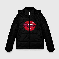 Куртка зимняя для мальчика Губы, цвет: 3D-черный