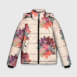 Куртка зимняя для мальчика Цветочный арт, цвет: 3D-черный