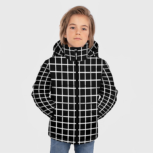 Зимняя куртка для мальчика Клечатая / 3D-Светло-серый – фото 3