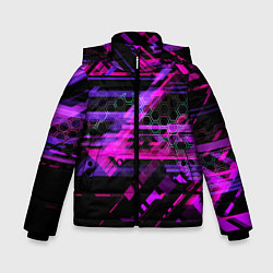 Куртка зимняя для мальчика Техно абстракция, цвет: 3D-черный