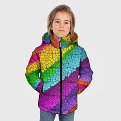 Куртка зимняя для мальчика Яркая мозаика радуга диагональ, цвет: 3D-черный — фото 2