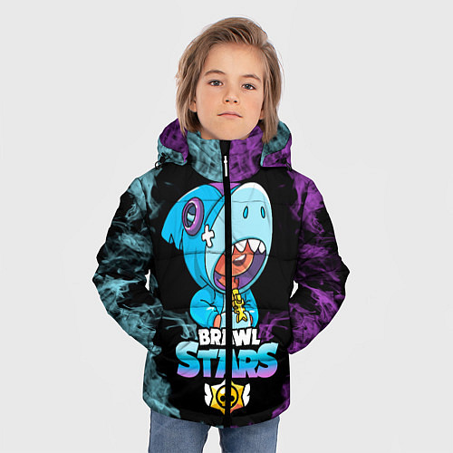Зимняя куртка для мальчика Brawl Stars Leon Shark / 3D-Светло-серый – фото 3