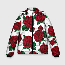 Куртка зимняя для мальчика Винтажные розы, цвет: 3D-черный