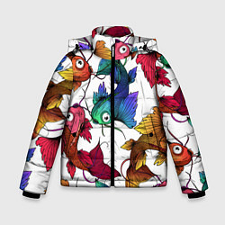 Куртка зимняя для мальчика Рыбки кои, цвет: 3D-красный