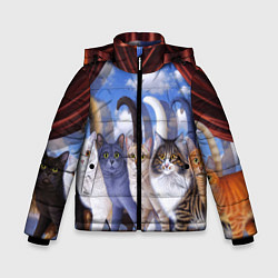 Куртка зимняя для мальчика Коты, цвет: 3D-черный