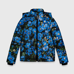 Куртка зимняя для мальчика Поле синих цветов фиалки лето, цвет: 3D-красный
