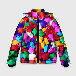 Куртка зимняя для мальчика Разноцветные звездочки звезды, цвет: 3D-черный