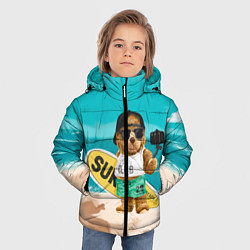 Куртка зимняя для мальчика Медвежонок серфер, цвет: 3D-красный — фото 2