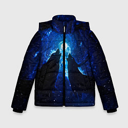 Куртка зимняя для мальчика Волки силуэты звездное небо, цвет: 3D-светло-серый
