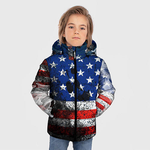 Зимняя куртка для мальчика США / 3D-Светло-серый – фото 3