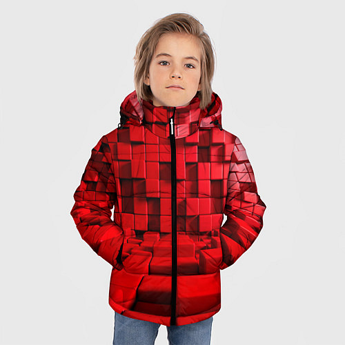 Зимняя куртка для мальчика 3D кубики / 3D-Светло-серый – фото 3