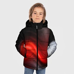 Куртка зимняя для мальчика BLACK RED WAVES АБСТРАКЦИЯ, цвет: 3D-черный — фото 2