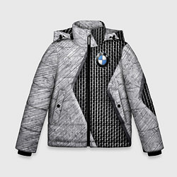 Куртка зимняя для мальчика BMW - emblem - metal - texture, цвет: 3D-черный