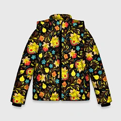 Куртка зимняя для мальчика Яркая Хохлома, цвет: 3D-светло-серый