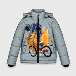 Куртка зимняя для мальчика Космический велосипедист Z, цвет: 3D-черный