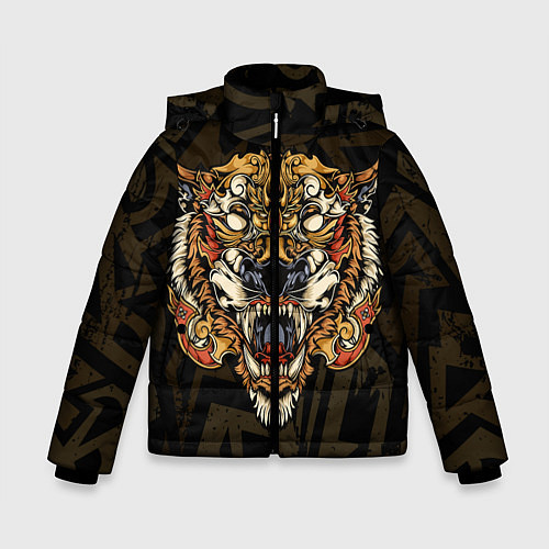 Зимняя куртка для мальчика Тигровый стимпанк Tiger / 3D-Красный – фото 1