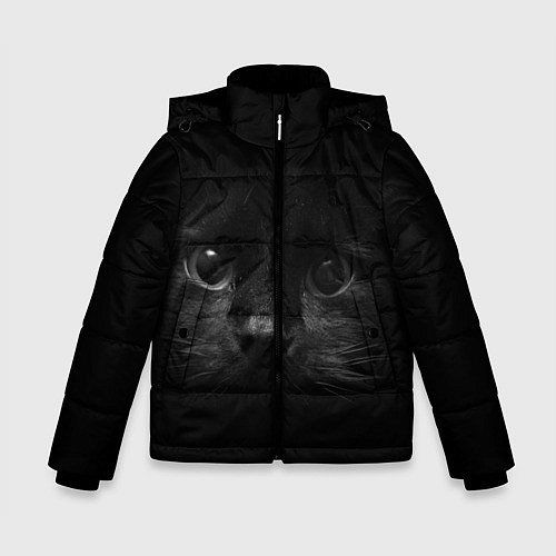 Зимняя куртка для мальчика Чёрный кот / 3D-Светло-серый – фото 1