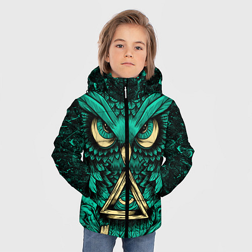Зимняя куртка для мальчика Тотемная сова / 3D-Светло-серый – фото 3