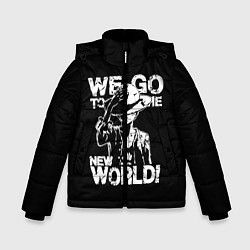 Куртка зимняя для мальчика WE GO TO THE NEW WORLD!, цвет: 3D-черный