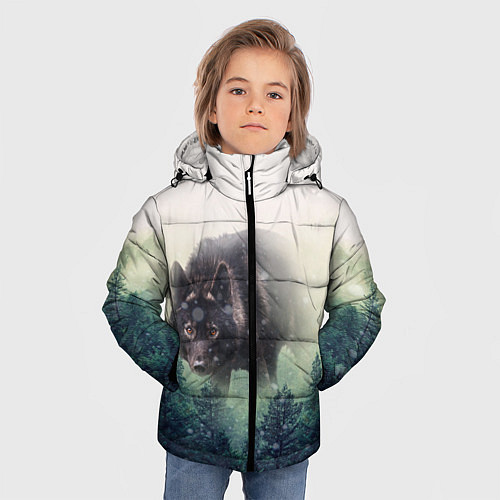 Зимняя куртка для мальчика Волк / 3D-Светло-серый – фото 3