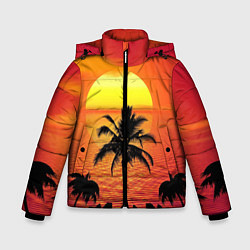 Куртка зимняя для мальчика Пальмы на фоне моря, цвет: 3D-красный