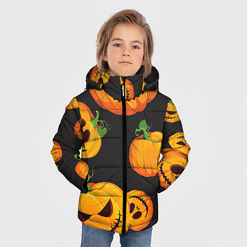 Зимняя куртка для мальчика Весёлые тыквы / 3D-Светло-серый – фото 3