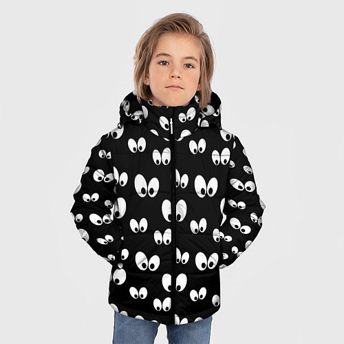 Зимняя куртка для мальчика Глазки в темноте / 3D-Светло-серый – фото 3
