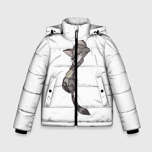 Зимняя куртка для мальчика Милый котя / 3D-Светло-серый – фото 1