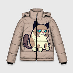 Куртка зимняя для мальчика Великий Grumpy Cat, цвет: 3D-черный