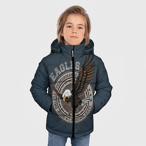 Зимняя куртка для мальчика Летящий орёл / 3D-Светло-серый – фото 3