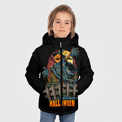 Куртка зимняя для мальчика Веселый Хэллоуин, цвет: 3D-черный — фото 2