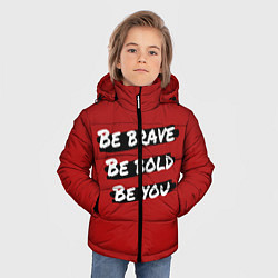Куртка зимняя для мальчика Будь храбрым, цвет: 3D-черный — фото 2