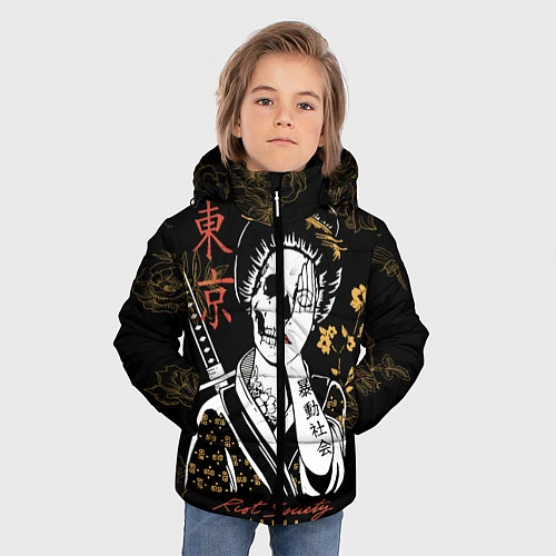 Зимняя куртка для мальчика Шарм гейши / 3D-Светло-серый – фото 3