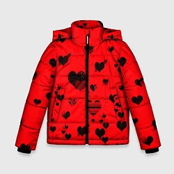 Куртка зимняя для мальчика Сердечки, цвет: 3D-черный