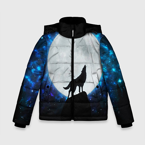 Зимняя куртка для мальчика Волк воющий на луну / 3D-Красный – фото 1