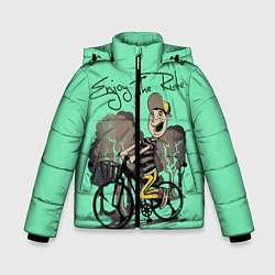 Куртка зимняя для мальчика Наслаждайся поездкой, цвет: 3D-черный