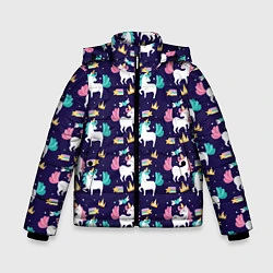 Куртка зимняя для мальчика Unicorn pattern, цвет: 3D-черный