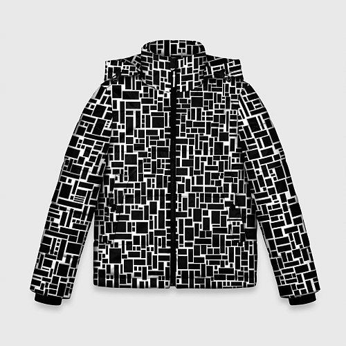 Зимняя куртка для мальчика Геометрия ЧБ Black & white / 3D-Красный – фото 1