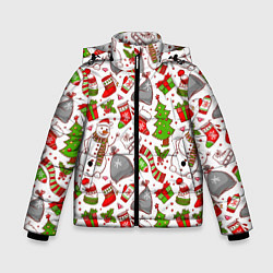 Куртка зимняя для мальчика Новогодний фон, цвет: 3D-красный