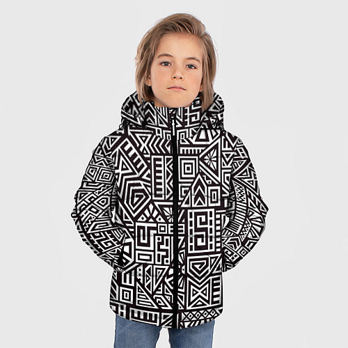 Зимняя куртка для мальчика Геометрия / 3D-Светло-серый – фото 3