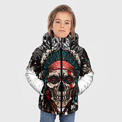 Куртка зимняя для мальчика Череп индейца, цвет: 3D-черный — фото 2