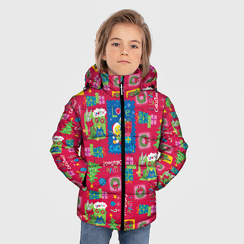 Зимняя куртка для мальчика I love Christmas! / 3D-Светло-серый – фото 3