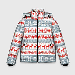 Куртка зимняя для мальчика Новогодний пиксельный узор, цвет: 3D-красный