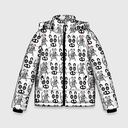 Куртка зимняя для мальчика Кот Мышь Черный Белый, цвет: 3D-черный