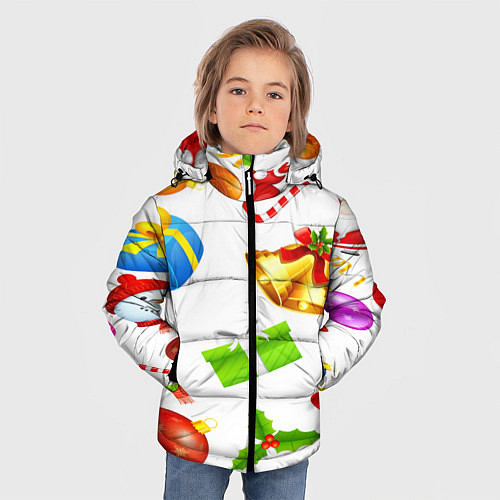 Зимняя куртка для мальчика Новый год! / 3D-Светло-серый – фото 3