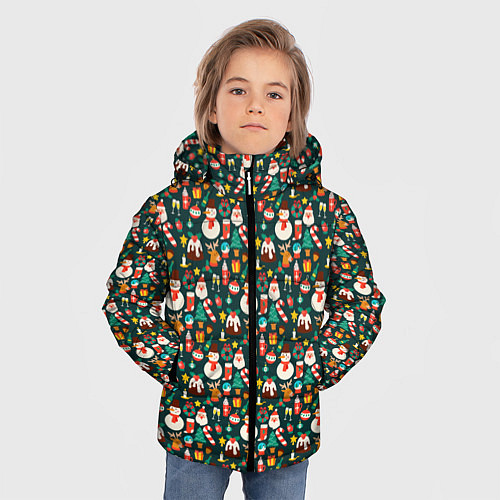 Зимняя куртка для мальчика Новый Год / 3D-Светло-серый – фото 3