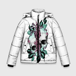 Зимняя куртка для мальчика Череп с японскими цветами