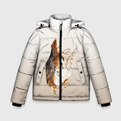 Зимняя куртка для мальчика Летящая сова рисунок