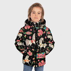 Куртка зимняя для мальчика Лошади и цветы, цвет: 3D-светло-серый — фото 2